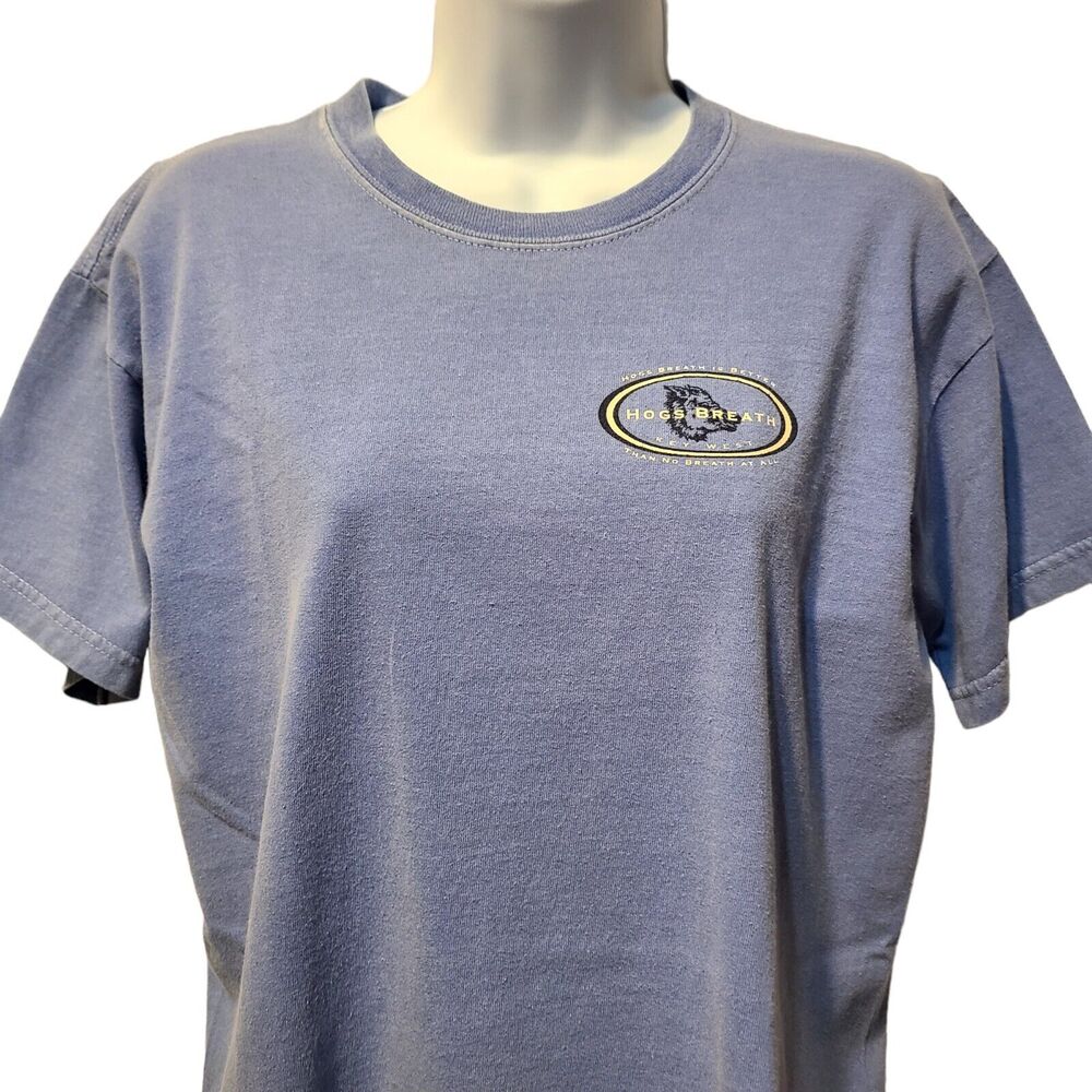 VTG Hogs Breath Key West Saloon Women's Graphic T-shirt Blue‎ Sz L Excel Cond